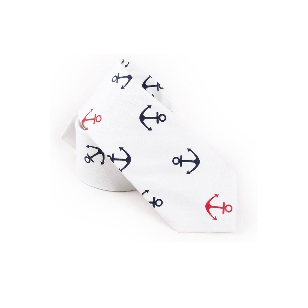 Men's Ties 2.36 Inch‎ Handsome Navy Style Anchor Print Cotton Tie Necktie